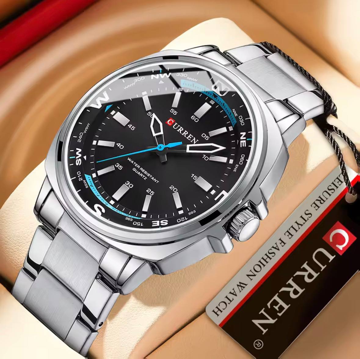 CURREN 8455 Plata/Negro | Reloj Premium para Hombre