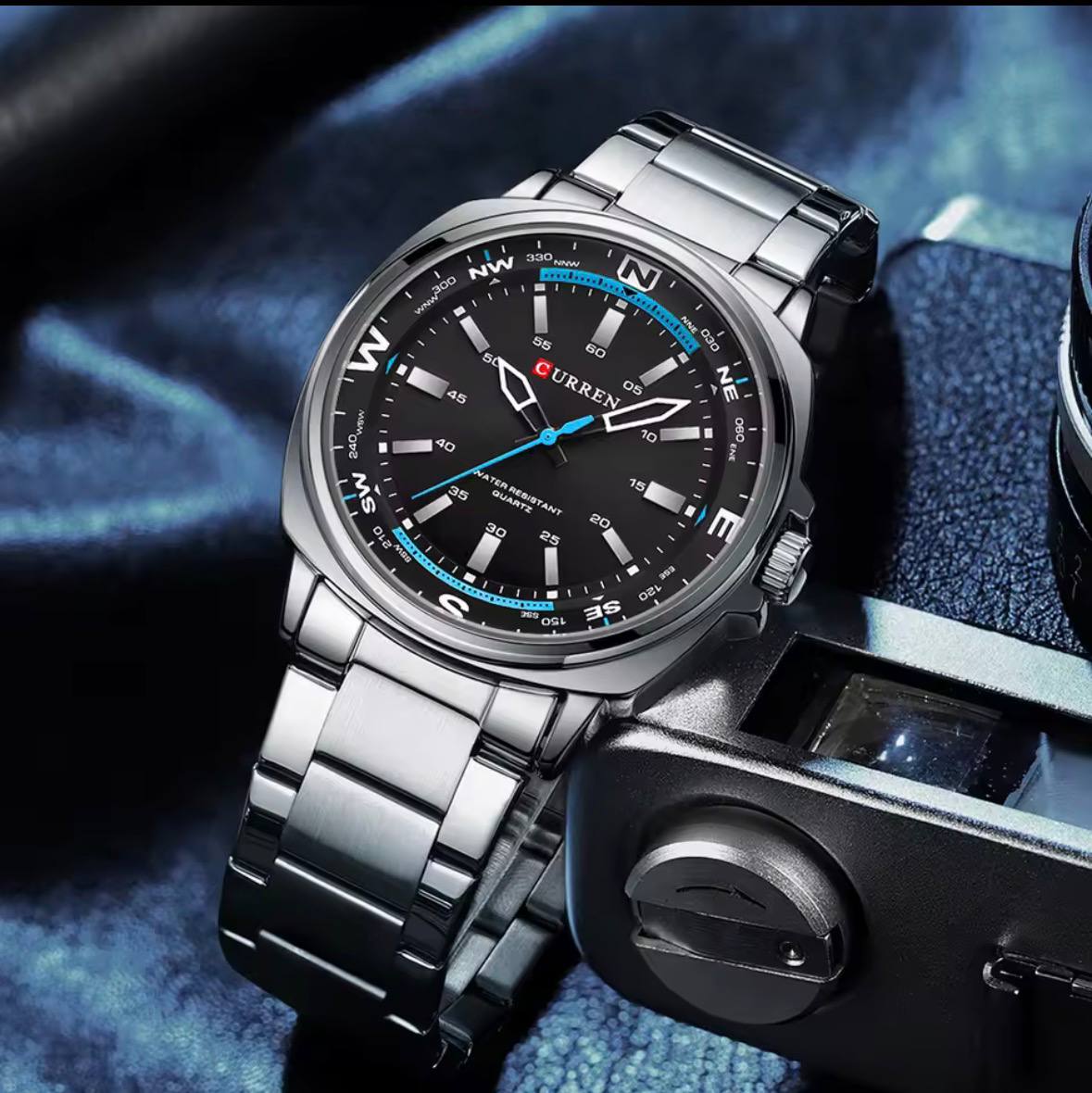 CURREN 8455 Plata/Negro | Reloj Premium para Hombre