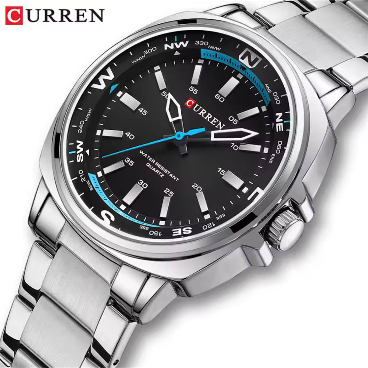 CURREN 8455 Plata/Negro | Reloj Premium para Hombre