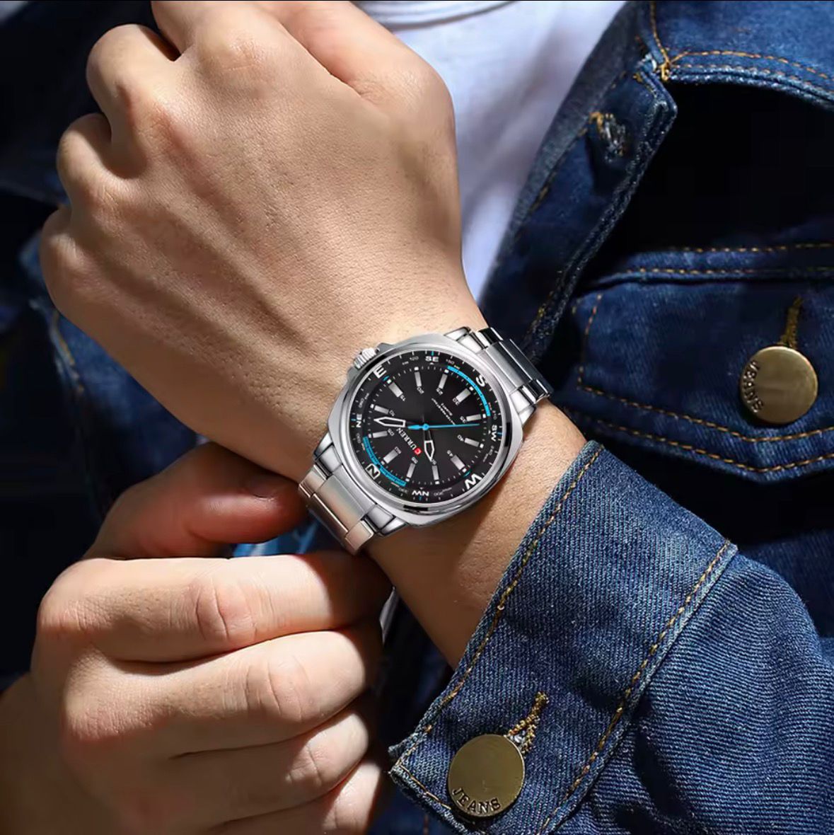 CURREN 8455 Plata/Negro | Reloj Premium para Hombre